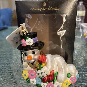 Christopher Radko RARE "Snowman Napping in Flowers" - Bild 1 von 5