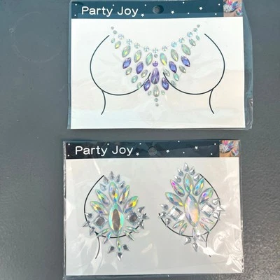 Bedazzled Chest Ornament and Pastie Set - Sparkling Glamour - Image 1 of 3