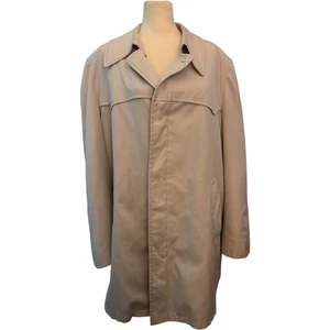  London Fog Vintage Khaki Fur Lined Trench Coat, Men's Size 46 Long   - Picture 1 of 5