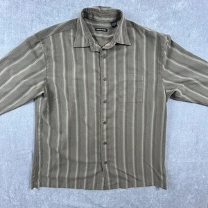 Pierre Cardin Button Up Shirt Mens XL Olive Green Striped Long Sleeve Casual - Picture 1 of 11