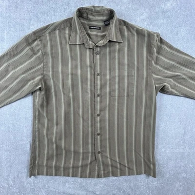 Pierre Cardin Button Up Shirt Mens XL Olive Green Striped Long Sleeve Casual - Image 1 of 4
