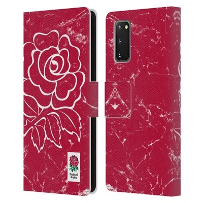 OFFICIAL ENGLAND RUGBY UNION MARBLE LEATHER BOOK CASE FOR SAMSUNG PHONES 1 - Image 1 of 4