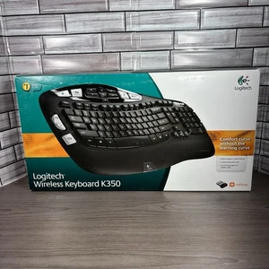 Logitech K350 Wireless Comfort Wave Ergonomic Keyboard W/ USB DONGLE - Picture 1 of 13