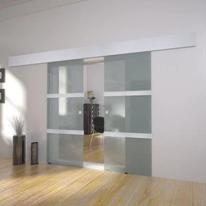 2050x750mm Doppel Schiebetür Glas Glasschiebetür Glastür Zimmertür Badezimmer - Bild 1 von 7