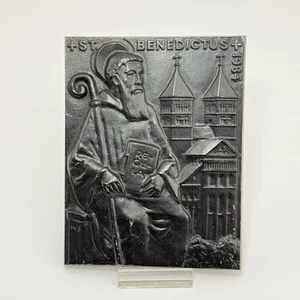Buderus Gussrelief 1984 | St. Benedictus Wandplakette | Eisen schwarz | 13×10 cm - Picture 1 of 14