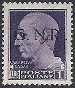 1944 RSI GNR BRESCIA I TIPO I TIRATURA 1 LIRA VARIETà MH * - RSI232 - Picture 1 of 1