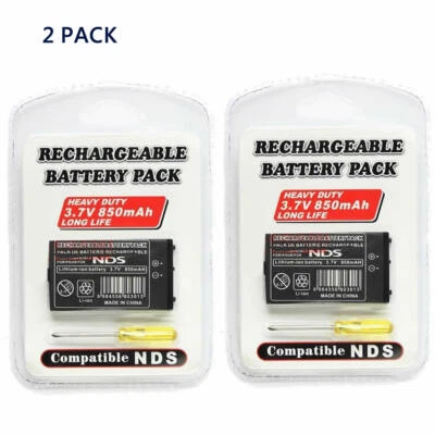 Pack 2 Baterías Repuesto 3.7v 850mah para Nintendo DS 1ª Gen NDS +Destornillador Foto 1 de 4
