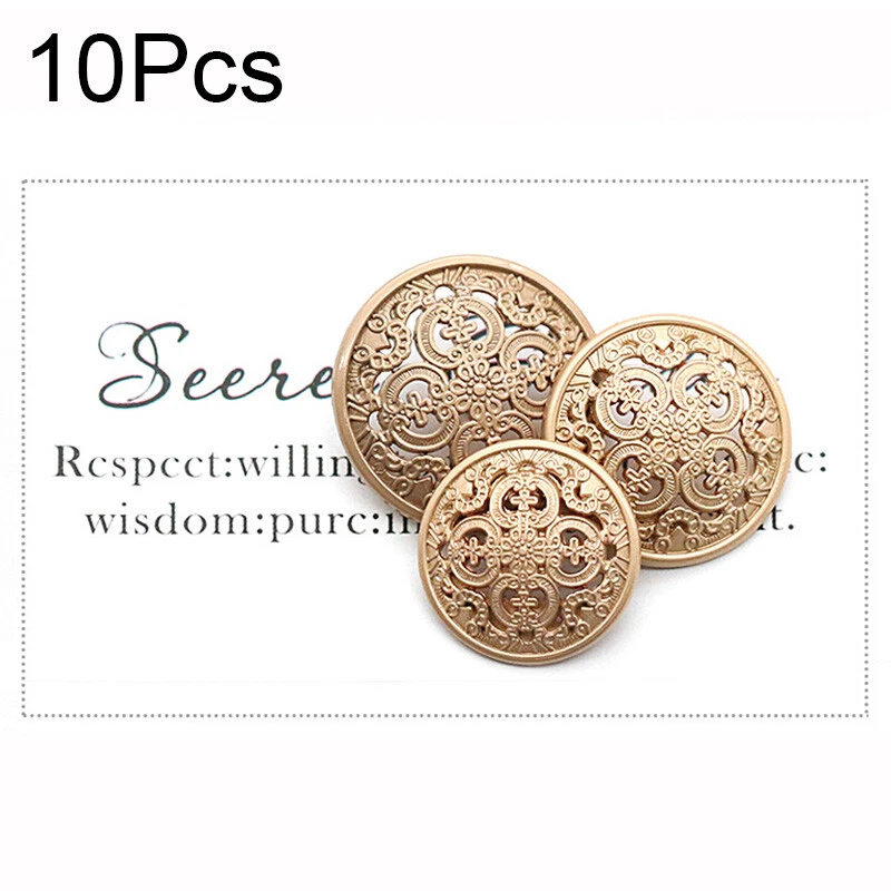10pcs Hollow Flower Carved Metal Shank Button Sewing Embellishment 15/18/20mm - Image 1 of 4