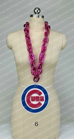 New MLB CHICAGO CUBS HOT PINK Jumbo Big Fan Chain Necklace Foam MI USA Cover