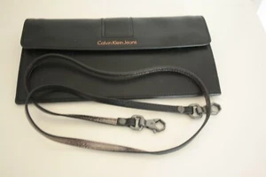 Calvin Klein Tasche Clutch Leder Dünner Riemen Schwarz Glitzer - Bild 1 von 8