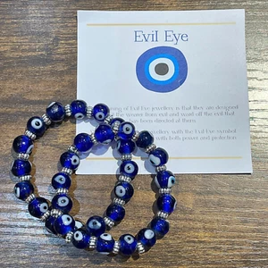 Bracciale Perline Malocchio Fatto a Mano Artigiano Energia Negativa Inviata in Busta Regalo - Foto 1 di 2