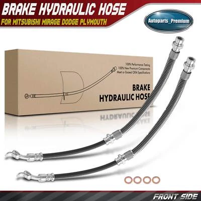 2x Front Left & Right Brake Hydraulic Hose for Mitsubishi Mirage Dodge Plymouth - Image 1 of 4
