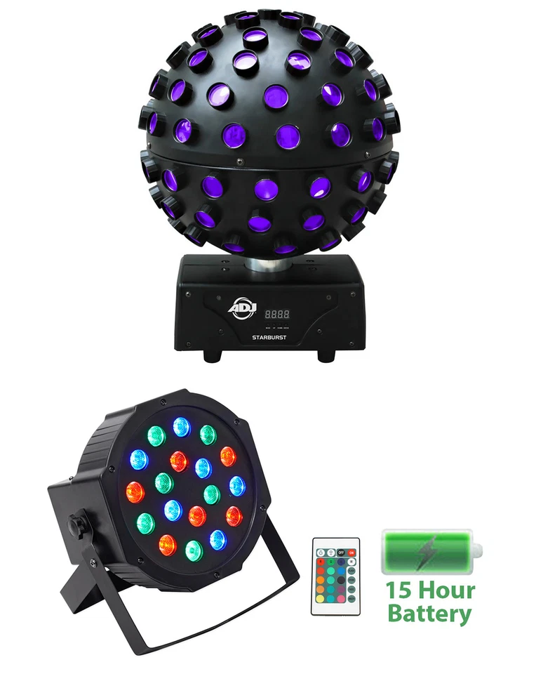 American DJ ADJ Starburst LED Sphere Shooting Beam Effect+Battery Par Light - Image 1 of 4
