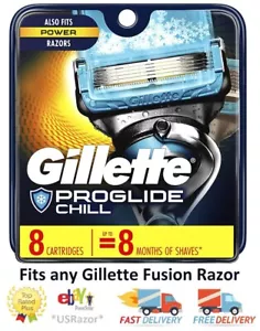 8 cartuchos de recarga de cuchillas de afeitar Gillette Fusion Proshield Chill aptos para Power 4 - Imagen 1 de 4