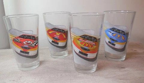 Set of 4 Bill Elliot 1998 Nascar 50th Anniversary McDonalds Racing Glasses Cover