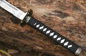 Espada samurai japonesa afilada de acero Damasco Katana Full Tang - Imagen 1 de 3