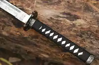 Damascus Steel Sharp Japanese Samurai Sword Katana Full Tang - Image 1 of 3