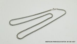 David Yurman Men's Box Chain Necklace in Silver 3.6mm 25"L