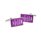 NEW PURPLE & WHITE KEEP CALM & CARRY ON CUFFLINKS X2BOCR021/83.14  FREE POUCH