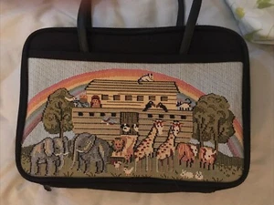 NOAH’S ARK Bible carrying case w/ zipper Zondervan needlepoint Christian tote - Picture 1 of 1