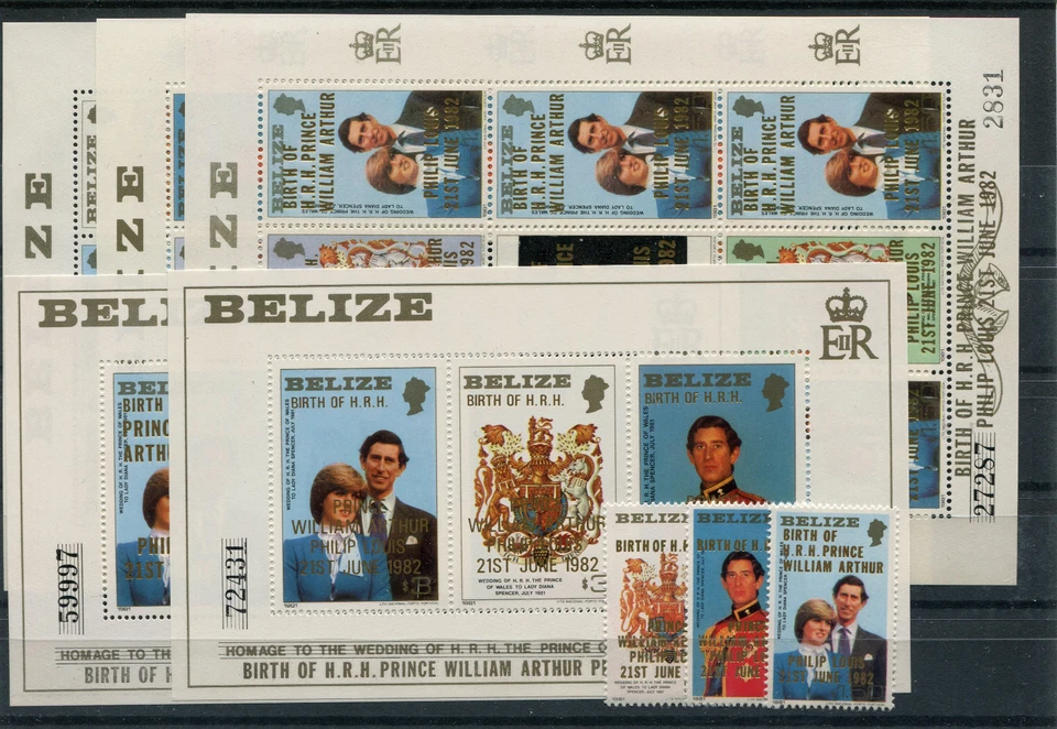 Bloque de 3 hojas Belice 679/84 54 I+II como nuevo/dama Di 2/1788 Foto 1 de 1