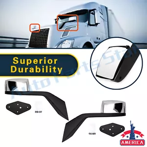 Pair Chrome Hood Mirror With Nuts & Mounting Plates For 2004 - 2017 VOLVO VNL - Bild 1 von 11