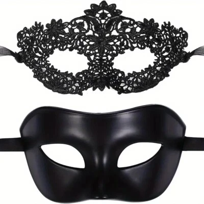 2pcs Couple Mardi Gras Venetian Masquerade Ball Mask Party Collection Halloween - Image 1 of 4