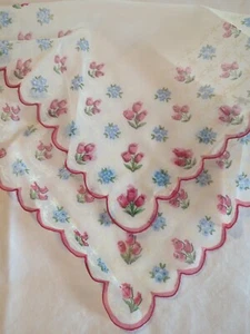 VINTAGE HANKY 1950er MCM Blumenmuster durchsichtig - Bild 1 von 3