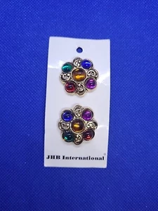 JHB International Buttons on Card Jeweled Gold Tone Shank Back 1-1/8" - Picture 1 of 3