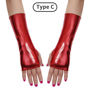 1 Pair Bright Leather Gloves Fingerless Dance Gloves Cosplay Mittens Wedding Kit
