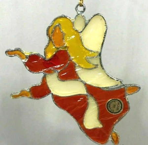 Vintage 1978 Kurt S. Adler Angel Textured Stained Glass Acrylic Holiday Ornament - Picture 1 of 3