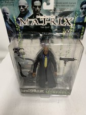 THE MATRIX Movie Film MORPHEUS Action Figure Warner Bros Toys Black Leather Guns