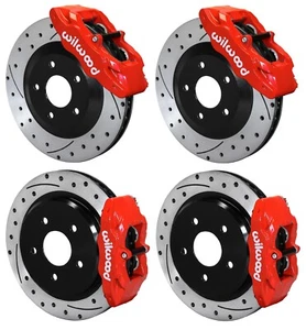 WILWOOD FRONT & REAR DISC BRAKE KIT,W/ LINES,05-13 CORVETTE,C6,BASE,RED - Picture 1 of 7