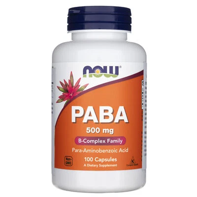 Now Foods PABA (p-aminobenzoic acid) 500 mg 100 Kapseln