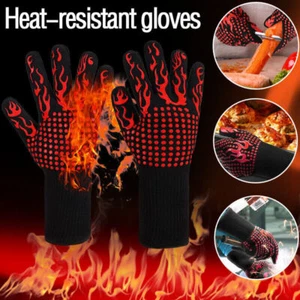1 Pair Extreme Heat Resistant Mitts Cooking BBQ Grilling Oven Gloves 1472°F - Picture 1 of 11
