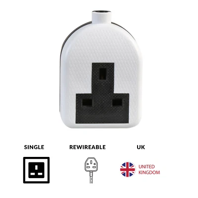 Ex-Pro White 1 Gang (Single) Extension socket without Lead Fitted 13A Plug x1 - Image 1 of 2