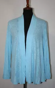 Columbia Gr. M hellblau Langarm perforiert Blumen halbtransparent offen Strickjacke - Bild 1 von 6