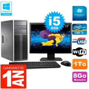 PC HP 8100 Tour Pantalla 19" Core I5-650 RAM 8Go Disco 1To Grabador DVD Wifi W7 - Imagen 1 de 1