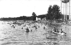 City Bathing Beach Clear Lake Iowa 1950s RPPC Real Photo postcard - Picture 1 of 2
