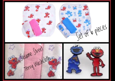 Paño de felpa de calle sésamo 6 piezas rojo azul galleta monstruo Elmo bebé Foto 1 de 4