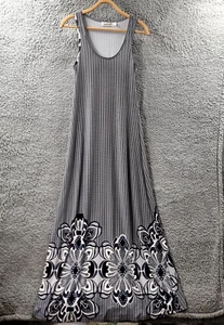 Sunny Girl Womens Maxi Dress Size 8 Navy Blue White Stretch Knit Sleeveless - Picture 1 of 13