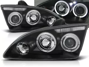 headlights for FORD FOCUS II 2004 2005 2006 2007 2008 angel eyes black LHD - Picture 1 of 1