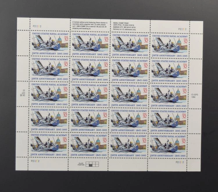US SCOTT 3001 PANE OF 20 US NAVAL ACADEMY 32 CENTS FACE MNH - Image 1 of 1