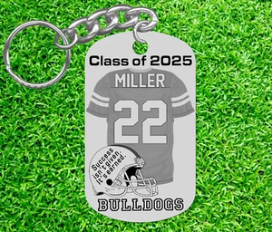 Class of 2026 High School Football Keychain. Personalized w' Name, Team, Number! - Picture 1 of 3