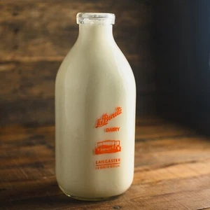 Vintage Orange Pyroglazed Half Gallon Milk Bottle - LA BONITA DAIRY Lancaster CA - Picture 1 of 14