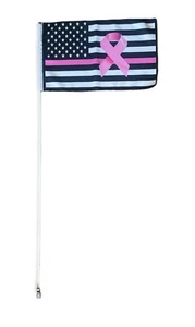 JLP Yamaha Raptor Warrior USA Pink 6' ATV Breast Cancer Awareness American Flag - Picture 1 of 3