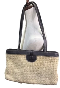 Etienne Aigner Straw Purse Handbag Double Strap With Mini Wallet Preppy FLAW - Bild 1 von 11