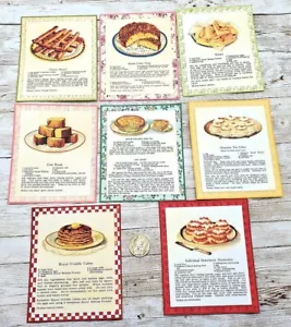 8-Retro-Mid Century-1950's-Recipe Cards-Ephemera-Cooking-Smooth Heavy Cardstock - Picture 1 of 1