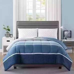 4 Pc Ellison "NEWPORT NAVY" Reversible 2-Looks Bed-In-A-Bag Queen 86x90 REDUCED - Picture 1 of 9