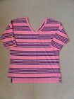 Worn Once! Women's George Double V Neck Striped Top Uk 8 Perfect For Now
